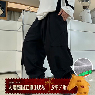 男童工装裤加绒冬装加厚裤子大童男装儿童冬款运动裤男孩冬季长裤