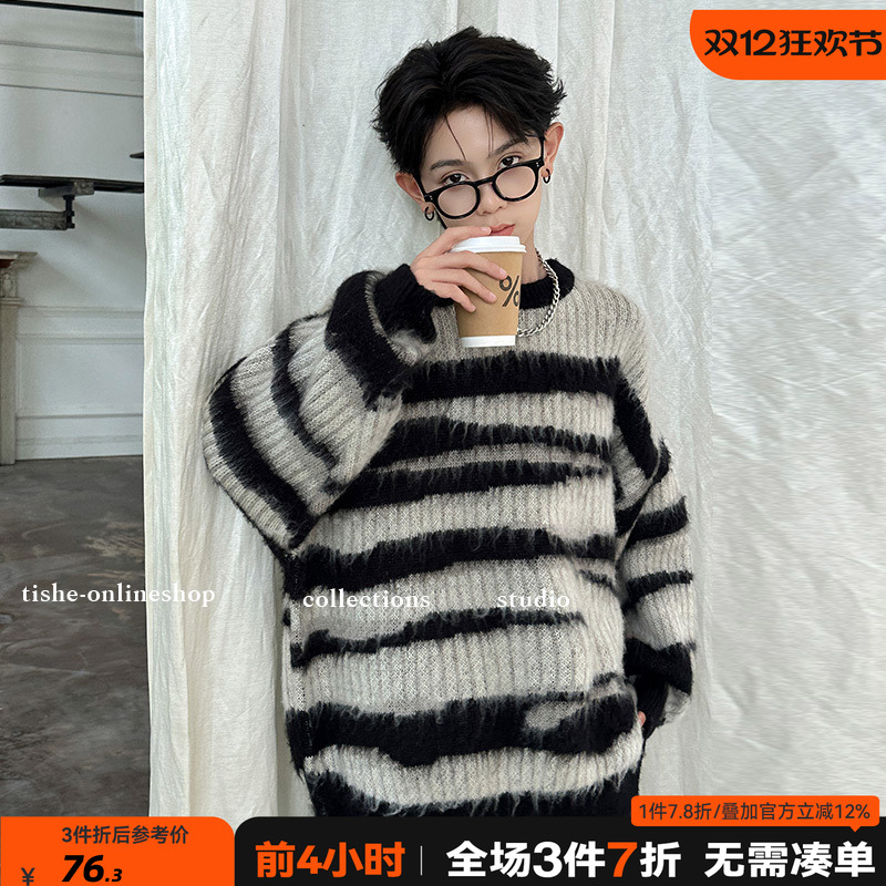 男大童嘻哈加厚毛线衣秋冬款