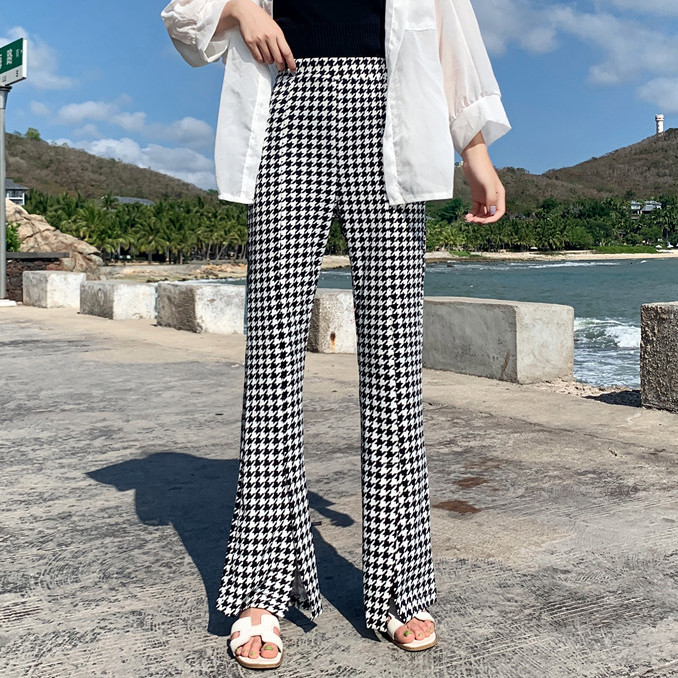 Qianniaoge casual micro trumpet pants women's high waist show thin Korean versatile wide leg pants