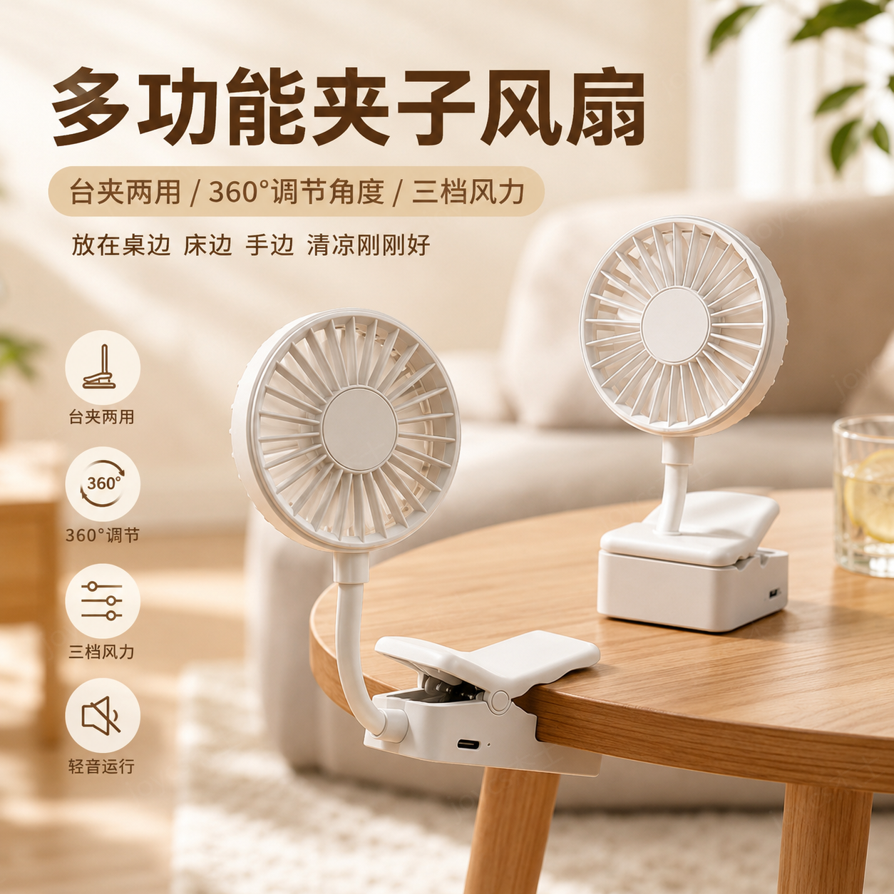 2026新款多功能夹子风扇USB充电便携式背包手持迷你夹持雨伞风扇