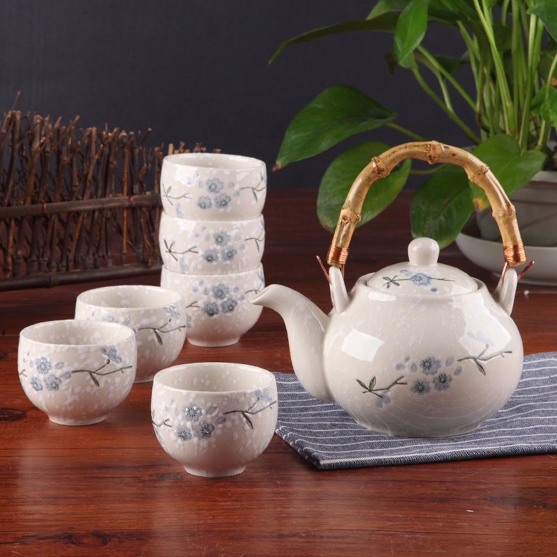 茶具套装陶瓷日式家用简约茶碗雪花釉整套汝窑功夫茶杯泡茶壶