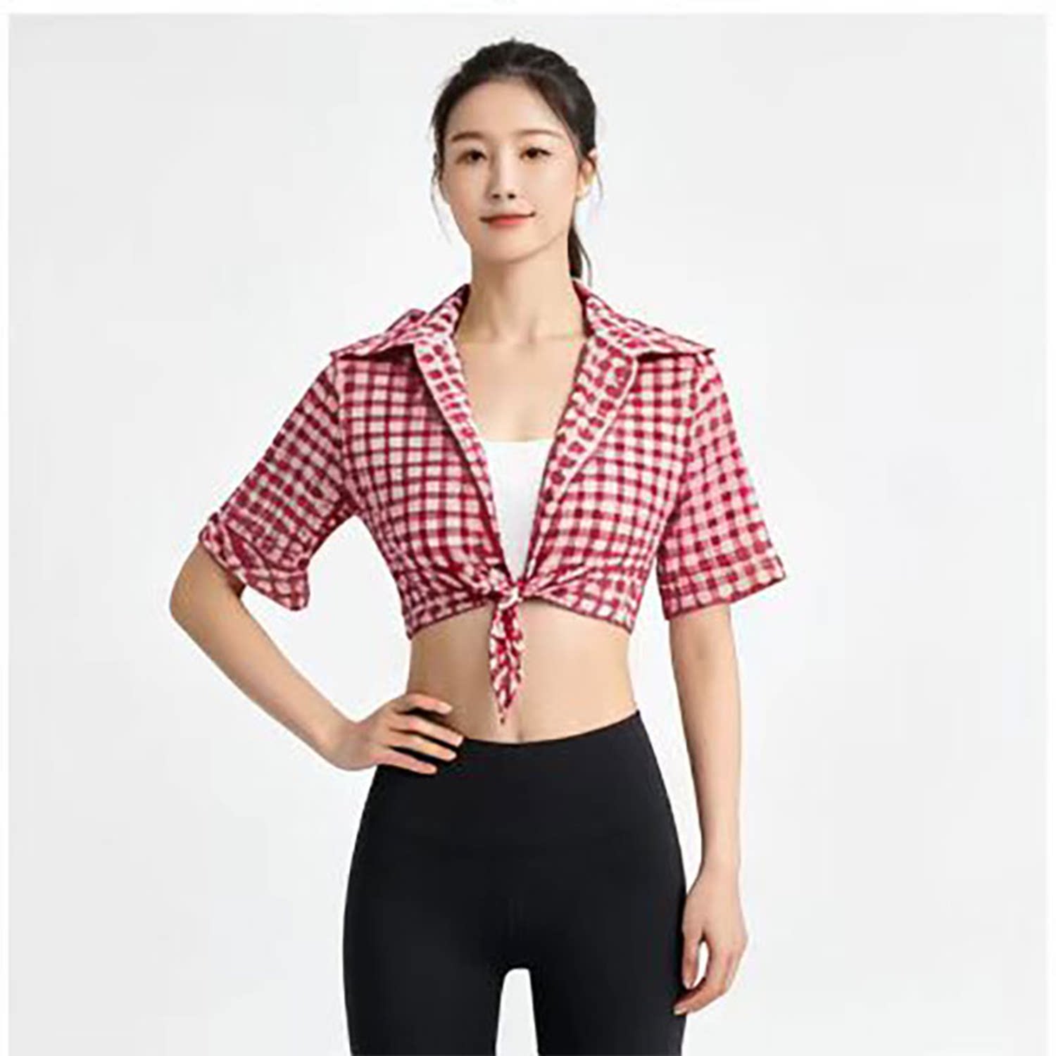 网红辣妹苹果嘉儿小个子露脐cos服装百搭显瘦修身收腰系带衬衫
