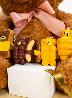 甘乐屋现货 KOROKORO 可爱肌肉小熊面包 可捏挂件 扭蛋