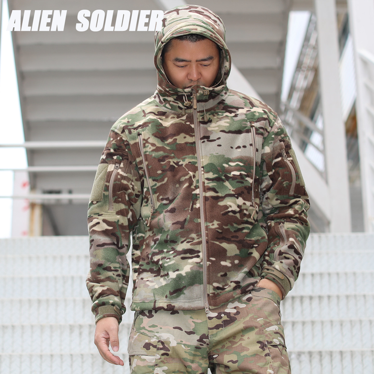 异种兵修身迷彩摩托机车骑行战术夹克外套男子工装军迷户外衣春秋
