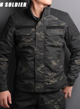 异种兵修身迷彩摩托机车骑行战术夹克外套男子秋冬工装军迷户外衣