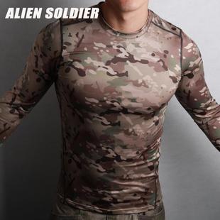 异种兵蟒纹秋冬抓绒紧身保暖长袖T恤男战术功能衣军迷户外服饰