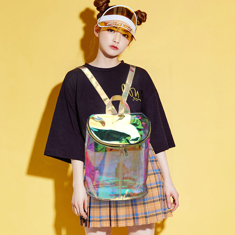 Japan and South Korea Harajuku style kiko Water Xi Atom laser Bucket bag Backpack personality Reflectivein the Leather/Lady bags/Men's bag, Backpack  category - from Buy2taobao.com to provide professional Taobao agent buy service