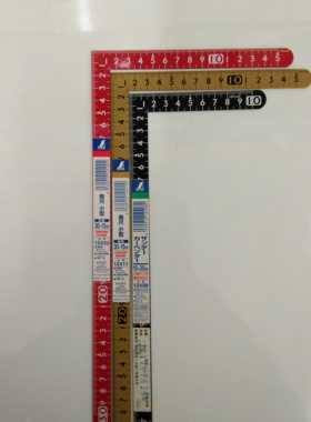 手工DIP皮革 日本进口黑色小曲尺直角尺 测量拐尺 30x15cm 亲和牌