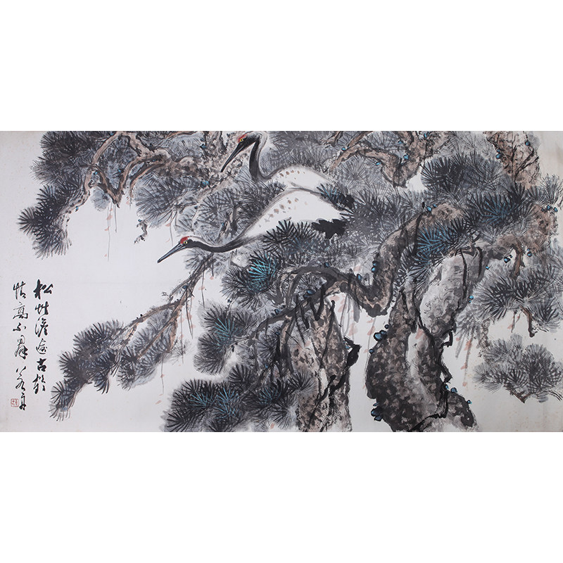 朵云轩真迹作品 黄若舟 松鹤双寿 花鸟  名家手绘国画收藏馈赠