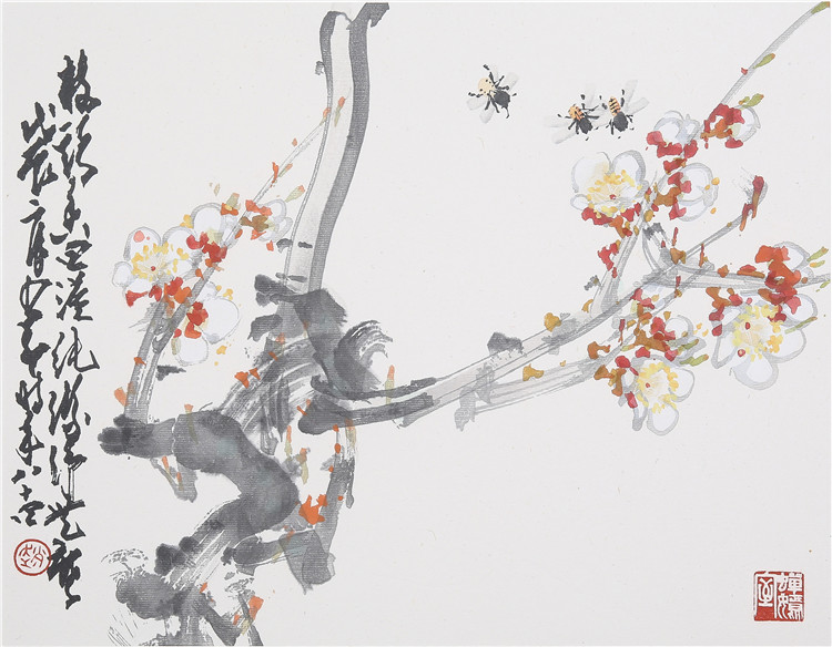 赵少昂 蜜蜂白梅 【朵云轩木版水印】中国画装饰画收藏馈赠家居