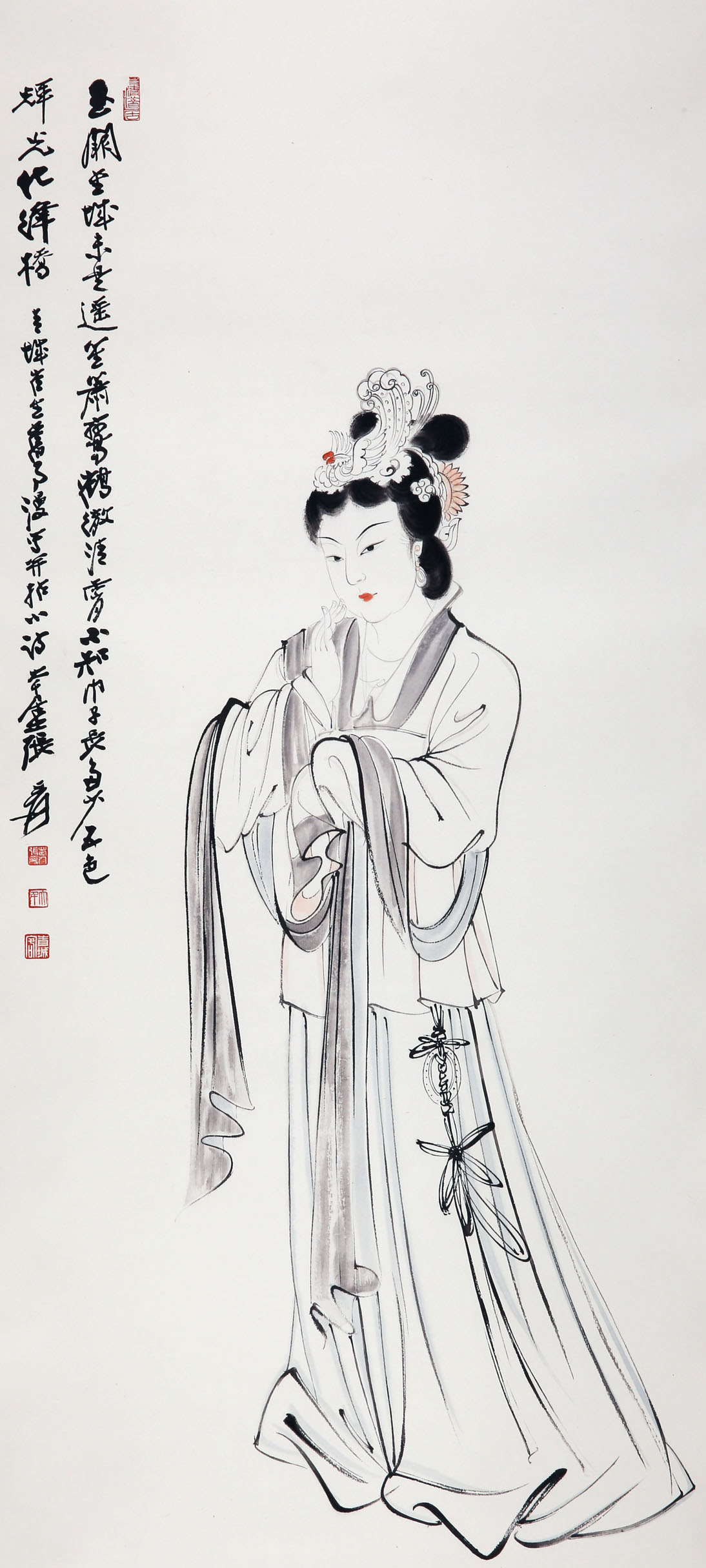 朵云轩木版水印 张大千 白描仕女 中国画装饰画收藏馈赠家居