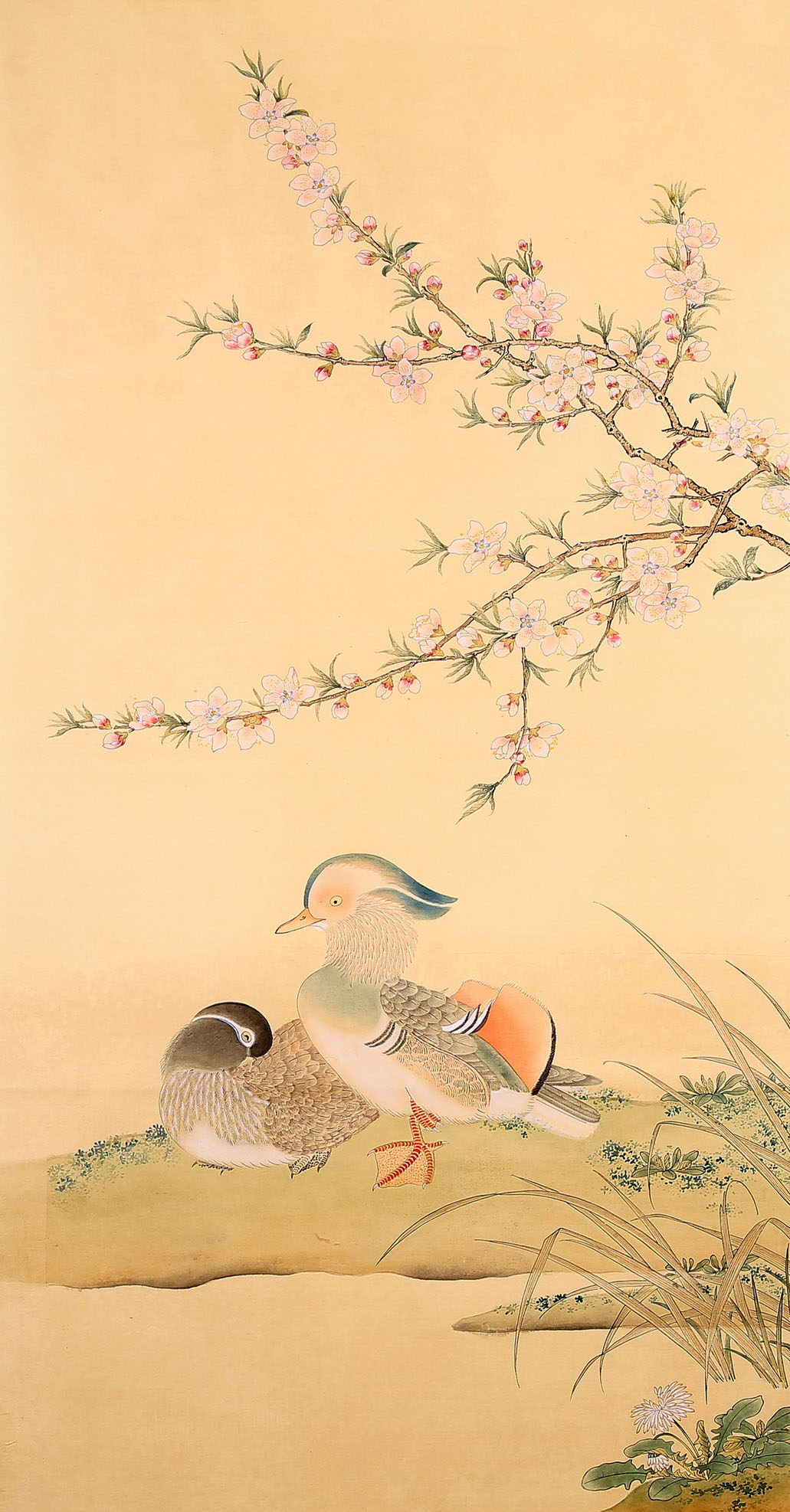 宋 佚名 桃花鸳鸯  朵云轩木版水印 绢本 国画装饰画收藏馈赠非遗