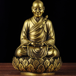 黄铜禅宗六祖慧能法师佛像摆件惠能像家用寺庙佛堂供奉工艺品