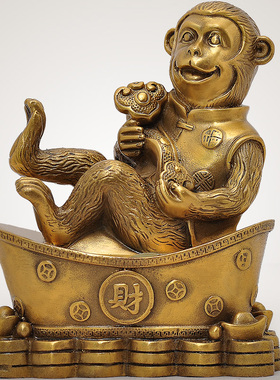 纯铜猴子可爱风家居客厅工艺品