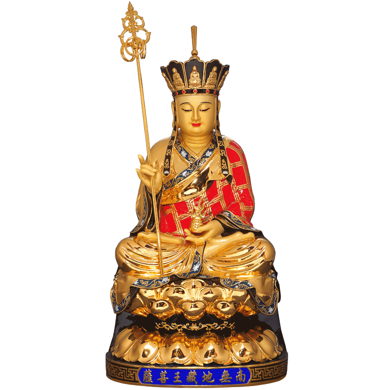 鎏金地藏王菩萨居家娑婆三圣佛像