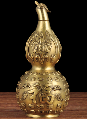 黄铜博古架办公室桌面葫芦摆件