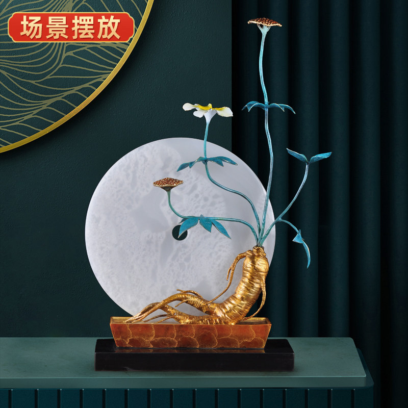 玉石平安扣摆件一生客厅乔迁