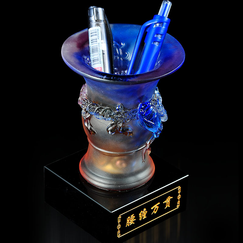 琉璃笔筒时尚风办公室桌面工艺品