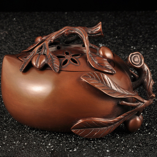 紫铜寿桃熏香炉摆件家用室内熏香炉檀香盘香炉客厅香薰炉香道用品