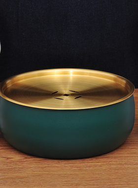 纯铜带盖复古禅意风茶洗