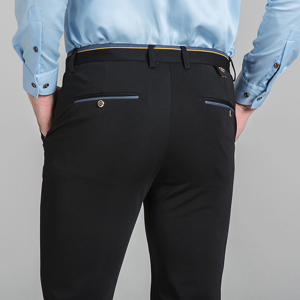 Gentlemanly solid color Korean slim elastic suit pants