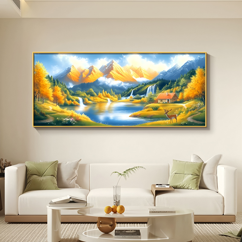 现代简约客厅装饰画大气沙发背景墙山水画挂画高端办公室书房壁画图片