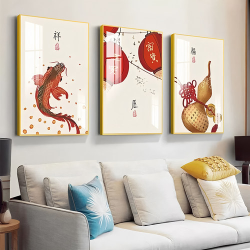 客厅装饰画沙发背景墙画新中式挂