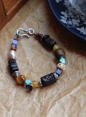 「苍木星河」天然多宝手串沉香蜜蜡菩提青金石复古藏风手链男女款