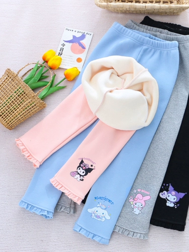 Флисовые бархатные демисезонные леггинсы, пуховик, детские штаны, коллекция 2023