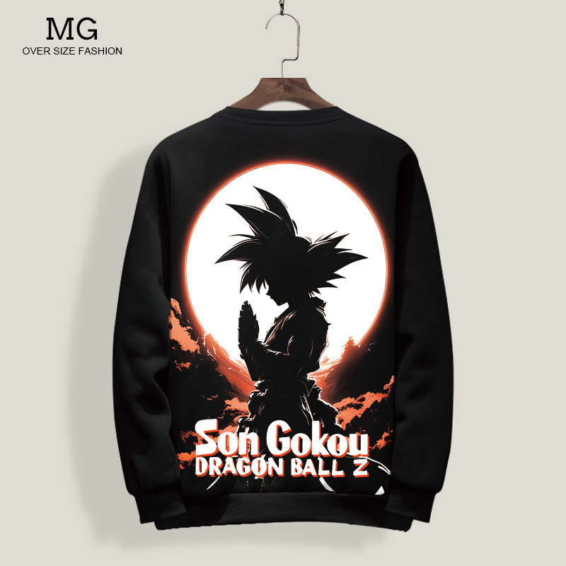 二次元动漫联名卫衣男圆领长袖T恤ins潮牌大码七龙珠悟空cos外套