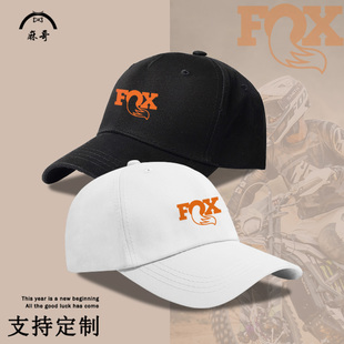 fox摩托车标印花棒球帽冬季 宽帽檐鸭舌帽休闲百搭大头围帽子 新款