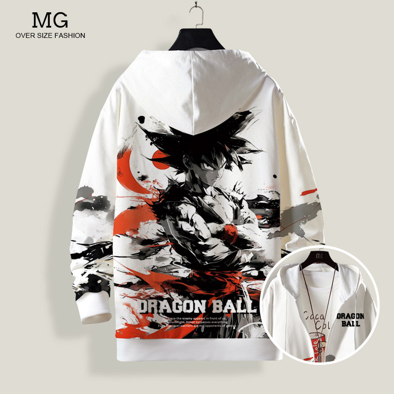 七龙珠动漫周边卫衣外套男休闲运动连帽开衫秋冬新款大码加肥上衣