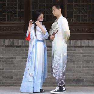 明制长衫古装女汉服中国风道袍男潮汉元素夏装魏晋风襦裙防晒披风