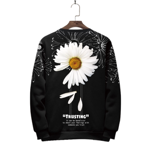 小雏菊卫衣男秋季新款ins超火情侣装长袖T恤上衣个性圆领加绒外套