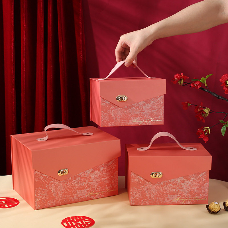 跨境抽屉式伴手礼空盒喜糖盒子婚礼高级感手提不费手结婚喜糖热销