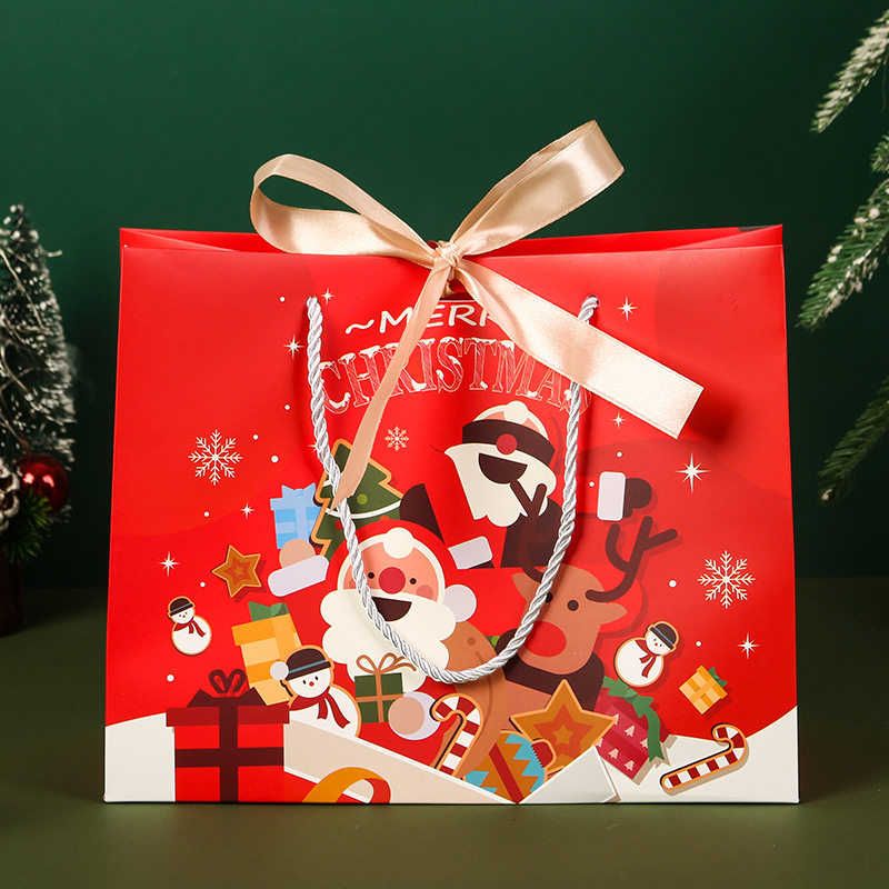 跨境2024圣诞节礼品袋糖果纸袋平安夜礼物苹果包装袋创意卡通现货