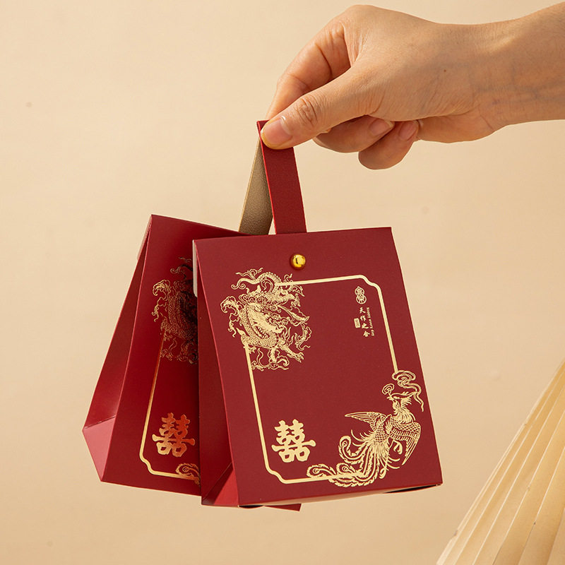 跨境2025新款龍凤手提式喜糖盒子结婚伴手礼糖果盒婚礼高级感