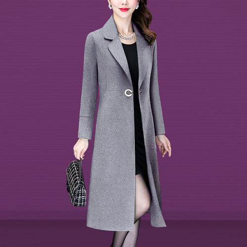 山羊绒中长款通勤毛呢外套