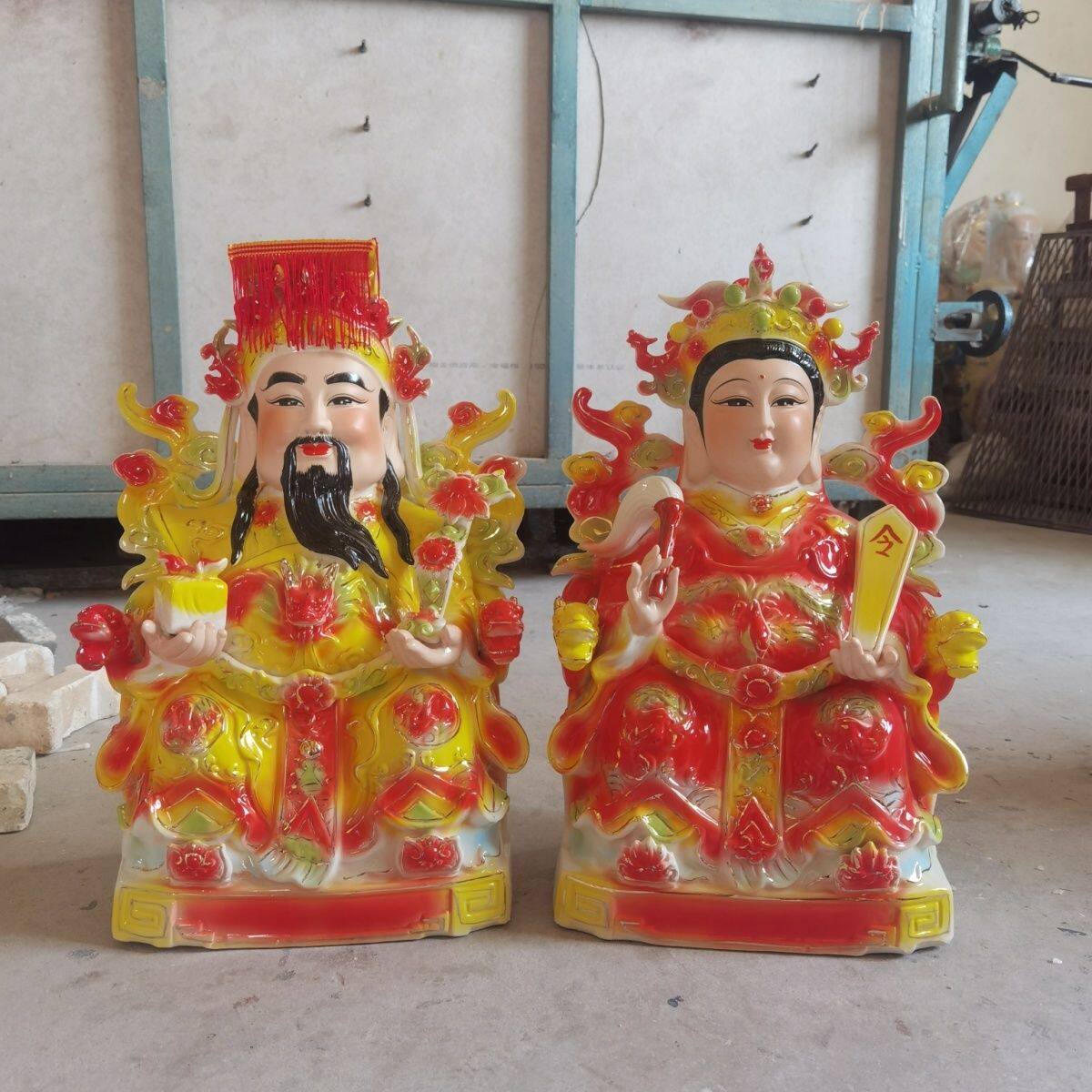 陶瓷色釉高档玉皇大帝王母娘娘神像一对两尊的价