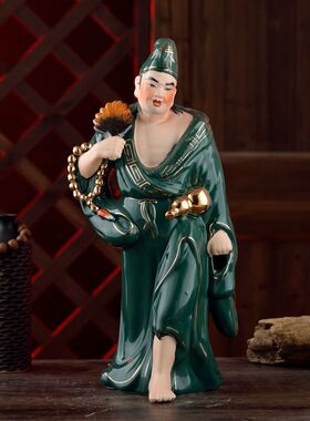 陶瓷济公活佛神像降龙罗汉济颠和尚大师摆件