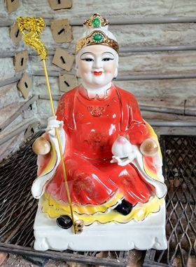 陶瓷高度色釉泰山奶奶，泰山老母，神像