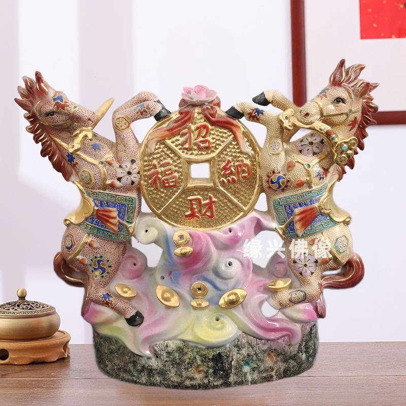 陶瓷马摆件生肖马对马瓷器招财马装饰摆件