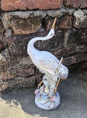 中式丹顶鹤仿真仙鹤微景盆景白鹤假山造景装饰小摆件