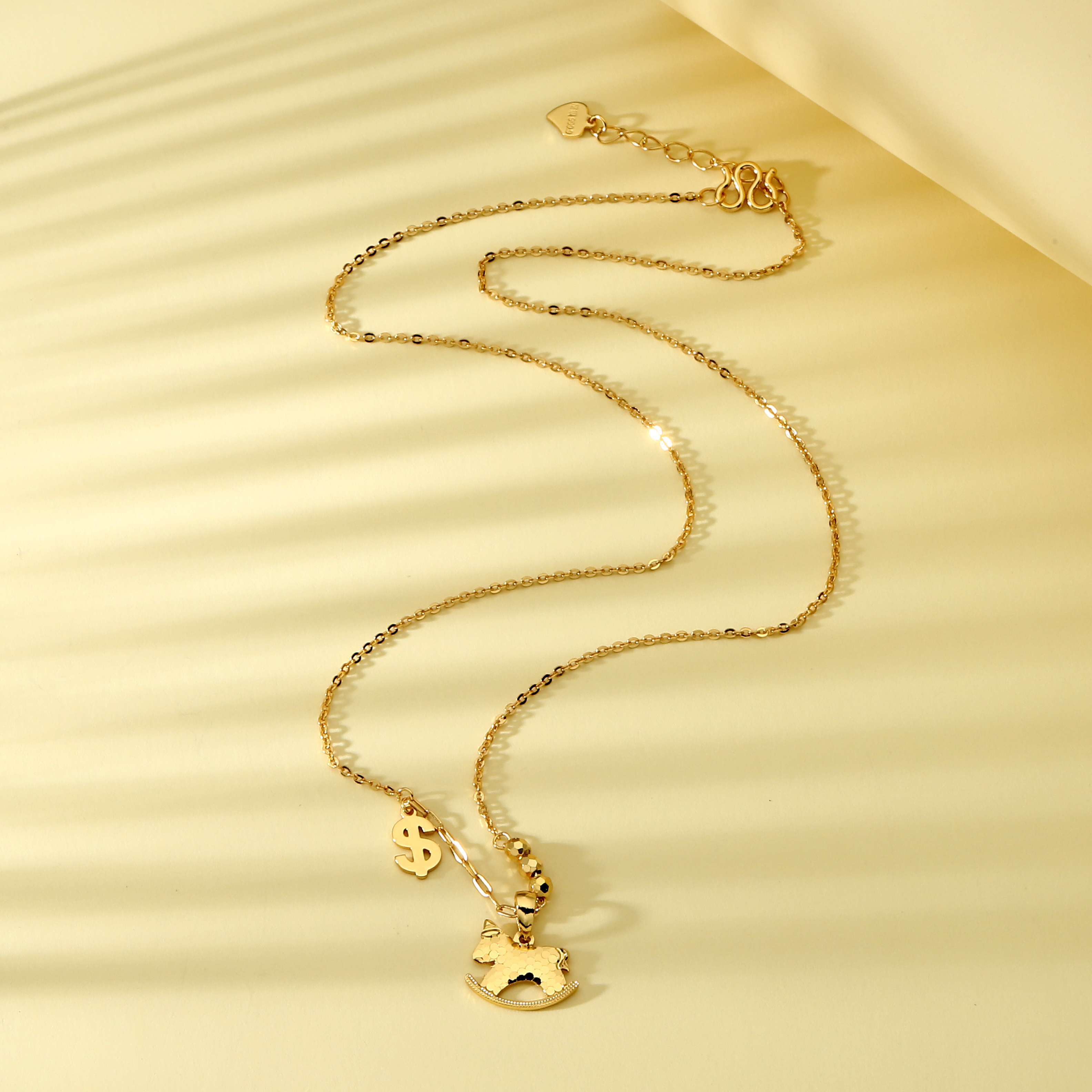 足银999碎冰冰金钱木马项链