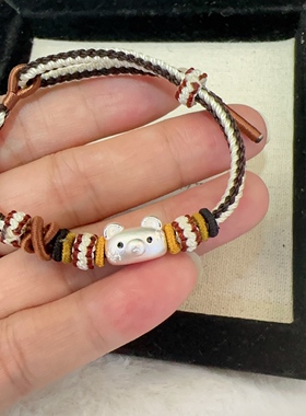 缝补熊银饰手链纯银999足银