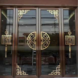 橱柜门墙角贴立体亚克力墙贴窗花中式对角花书柜门边框玻璃门窗户