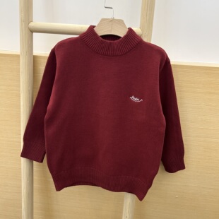 2025冬款小乐猪儿童男女童基础款单层薄款套头棉线衫针织打底毛衣