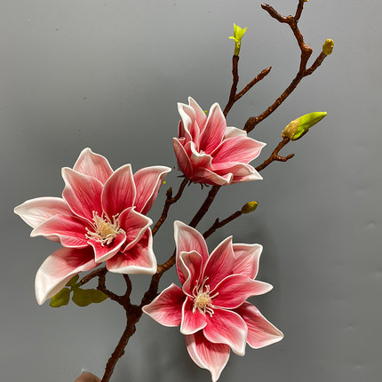 中式高档手感福星玉兰花仿真花家居客厅餐桌假花摆件插花花艺摆设