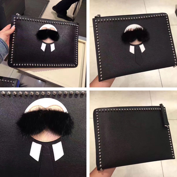 FENDI·ÒµÏ ¾µä¿îţƤÀÏ·ðүö¤ÀÁ´ÊÖÄðüÏ´ÊþÐÝÏкÚÉ«ÊÖ°ü
