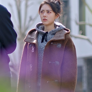 欧洲骄阳似我赵今麦聂曦光同款牛角扣大衣秋冬中长款羊羔毛外套潮